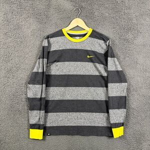 Vtg Nike Athletic Dept Shirt Mens Medium Gray Striped Stakeboarding Casual